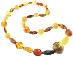 Beads made of multi-colored amber stones